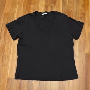 Perfectwhitetee Black V-Neck Short Sleeve Tee